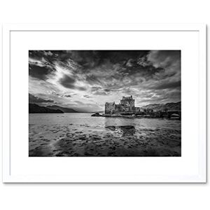 Wee Blue Coo Scottish Photo Landscape Eilean Donan Castle BW Framed Wall Art Print Wee Blue Coo Scottish Photo Landscape Eilean Donan Castle BW Framed Wall Art Print