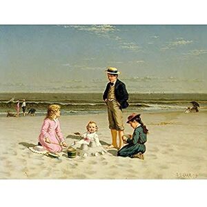 Artery8 Carr Children Playing On The Beach 1879 Painting Unframed Wall Art Print Poster Home Decor Premium Artery8 Carr Children Playing On The Beach 1879 Painting Unframed Wall Art Print Poster Home Decor Premium