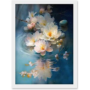 Artery8 Fallen Cherry Blossom Flower Water Ripples Modern Watercolour Painting Artwork Framed Wall Art Print A4 Artery8 Fallen Cherry Blossom Flower Water Ripples Modern Watercolour Painting Artwork Framed Wall Art Print A4