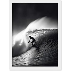 Artery8 Surfer Riding a Big Wave Black and White Photo Artwork Framed Wall Art Print A4 Artery8 Surfer Riding a Big Wave Black and White Photo Artwork Framed Wall Art Print A4