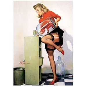 Wee Blue Coo Painting Water Bottle Pin Up Girl Fountain Picture Wall Art Print Wee Blue Coo Painting Water Bottle Pin Up Girl Fountain Picture Wall Art Print