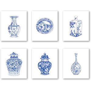 XUOIAYNB Chinese Blue White Porcelain Vase Wall Art Set - 8x10 inch - Unframed Decor XUOIAYNB Chinese Blue White Porcelain Vase Wall Art Set - 8x10 inch - Unframed Decor