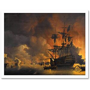 Artery8 Baur Fire Ships Algiers Attack Anglo Dutch Painting Art Print Framed Poster Wall Decor 12x16 inch Artery8 Baur Fire Ships Algiers Attack Anglo Dutch Painting Art Print Framed Poster Wall Decor 12x16 inch
