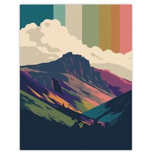 Wee Blue Coo Scottish Highlands Graphic Artwork Pastel Colour Dawn Twilight Hues Landscape Extra Large XL Wall Art Poster Print Wee Blue Coo Scottish Highlands Graphic Artwork Pastel Colour Dawn Twilight Hues Landscape Extra Large XL Wall Art Poster Print