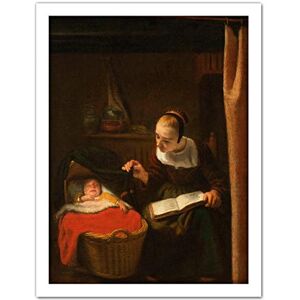 Artery8 Nicolaes Maes Young Woman Cradle Child Painting Artwork Framed Wall Art Print 18X24 Inch Artery8 Nicolaes Maes Young Woman Cradle Child Painting Artwork Framed Wall Art Print 18X24 Inch
