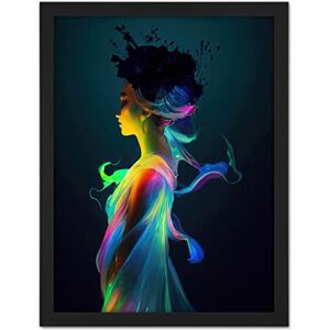 Doppelganger33 LTD Nature Fairy in Colourful Fluorescent Light Dress Artwork Framed Wall Art Print 18X24 inch Doppelganger33 LTD Nature Fairy in Colourful Fluorescent Light Dress Artwork Framed Wall Art Print 18X24 inch