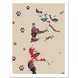 Fine Art Prints Cat Illustration Paw Prints Large Framed Art Print Wall Poster 18x24 inch Fine Art Prints Cat Illustration Paw Prints Large Framed Art Print Wall Poster 18x24 inch