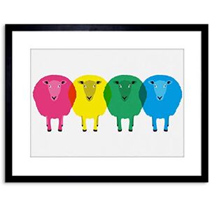 Wee Blue Coo Cute Colourful Cartoon Sheep Framed Wall Art Print Wee Blue Coo Cute Colourful Cartoon Sheep Framed Wall Art Print