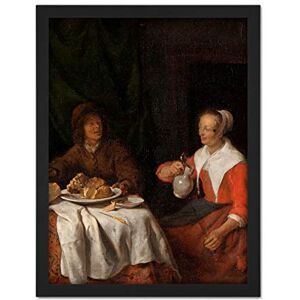 Artery8 Gabriel Metsu Man And Woman At A Meal Painting Artwork Framed Wall Art Print 18X24 Inch Artery8 Gabriel Metsu Man And Woman At A Meal Painting Artwork Framed Wall Art Print 18X24 Inch