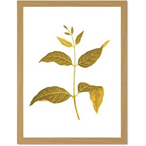 Wee Blue Coo Botanics Gold And Grey Leaves Large Light Oak Framed Art Print Wall Poster 18x24 inch Wee Blue Coo Botanics Gold And Grey Leaves Large Light Oak Framed Art Print Wall Poster 18x24 inch