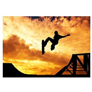 Wee Blue Coo Sport Mock Photo Skateboarding Silhouette Sunset Wall Art Print Wee Blue Coo Sport Mock Photo Skateboarding Silhouette Sunset Wall Art Print