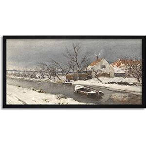 Artery8 Louis Apol Winter Landscape Houses Canal Painting Framed Wall Art Print Long 25X12 Inch Artery8 Louis Apol Winter Landscape Houses Canal Painting Framed Wall Art Print Long 25X12 Inch