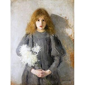 Artery8 Olga Boznanska Girl Chrysanthemums 1894 Painting Art Print Canvas Premium Wall Decor Poster Mural Artery8 Olga Boznanska Girl Chrysanthemums 1894 Painting Art Print Canvas Premium Wall Decor Poster Mural