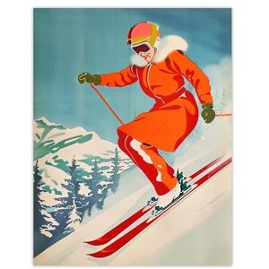 Artery8 Woman Skier Skiing Mountain Slope Snow Alps For Living Room Extra Large XL Wall Art Poster Print Artery8 Woman Skier Skiing Mountain Slope Snow Alps For Living Room Extra Large XL Wall Art Poster Print