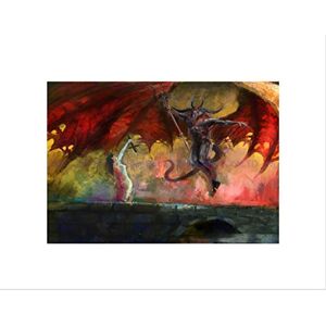 Wee Blue Coo PAINTING DEVIL DEMON WOMAN WINGS TRIDENT HORNS BRIDGE COOL FRAMED PRINT B12X8342 Wee Blue Coo PAINTING DEVIL DEMON WOMAN WINGS TRIDENT HORNS BRIDGE COOL FRAMED PRINT B12X8342