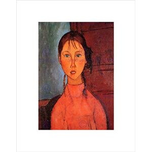 Wee Blue Coo AMEDEO MODIGLIANI GIRL WITH PLAITS OLD MASTER BLACK FRAMED ART PRINT B12X468 Wee Blue Coo AMEDEO MODIGLIANI GIRL WITH PLAITS OLD MASTER BLACK FRAMED ART PRINT B12X468