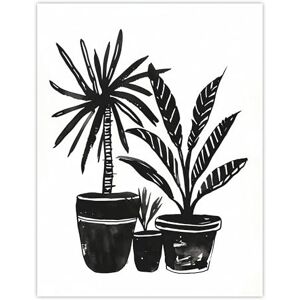 Artery8 Plant Lover Black White Houseplants Watercolour Living Room Extra Large XL Wall Art Poster Print Artery8 Plant Lover Black White Houseplants Watercolour Living Room Extra Large XL Wall Art Poster Print