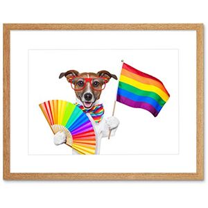 Wee Blue Coo Painting Illustration Jack Russell Dog Gay Pride Flag Framed Wall Art Print Wee Blue Coo Painting Illustration Jack Russell Dog Gay Pride Flag Framed Wall Art Print
