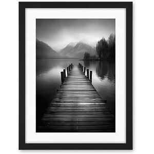 Artery8 Lake Pier Mountain Landscape Black and White Photo Artwork Framed Wall Art Print 18X24 Inch Artery8 Lake Pier Mountain Landscape Black and White Photo Artwork Framed Wall Art Print 18X24 Inch
