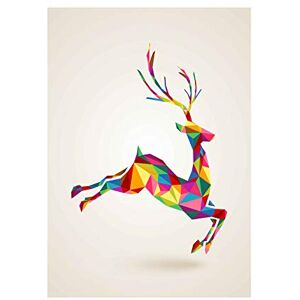 Wee Blue Coo Painting Illustration Leaping Running Deer Polygon Picture Wall Art Print Wee Blue Coo Painting Illustration Leaping Running Deer Polygon Picture Wall Art Print