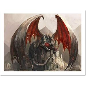 Wee Blue Coo Painting Drawing Fantasy Dragon Castle Wings Large Framed Art Print Poster Wall Decor 18x24 inch Wee Blue Coo Painting Drawing Fantasy Dragon Castle Wings Large Framed Art Print Poster Wall Decor 18x24 inch