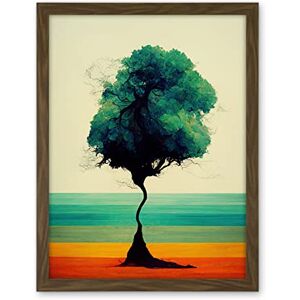 Wee Blue Coo Single Lone Abstract Tree Colourful Bold Rainbow Striped Landscape Watercolour Illustration Artwork Framed Wall Art Print 18X24 Inch Wee Blue Coo Single Lone Abstract Tree Colourful Bold Rainbow Striped Landscape Watercolour Illustration Artwork Framed Wall Art Print 18X24 Inch