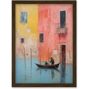 Artery8 Venice Canal Gondola Ride Oil Painting Blue Pink Yellow Pastel Colour Rower Boat on River Artwork Framed Wall Art Print A4 Artery8 Venice Canal Gondola Ride Oil Painting Blue Pink Yellow Pastel Colour Rower Boat on River Artwork Framed Wall Art Print A4