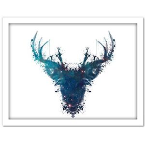 Wee Blue Coo Ink Splat Deer Stag Artwork Framed Wall Art Print 18X24 Inch Wee Blue Coo Ink Splat Deer Stag Artwork Framed Wall Art Print 18X24 Inch