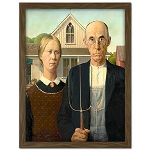 Fine Art Prints Grant Wood American Gothic Painting Artwork Framed Wall Art Print 18X24 Inch Fine Art Prints Grant Wood American Gothic Painting Artwork Framed Wall Art Print 18X24 Inch