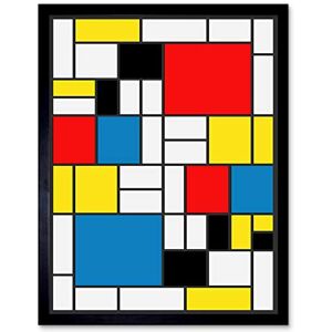 Wee Blue Coo Mondrian Abstract Cubes Squares Old Master Painting Art Print Framed Poster Wall Decor 12X16 Inch Wee Blue Coo Mondrian Abstract Cubes Squares Old Master Painting Art Print Framed Poster Wall Decor 12X16 Inch