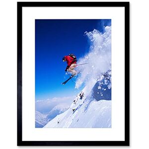 Wee Blue Coo Skier Ski Jumping Snow Sport Sky Art Picture Framed Wall Art Print Wee Blue Coo Skier Ski Jumping Snow Sport Sky Art Picture Framed Wall Art Print
