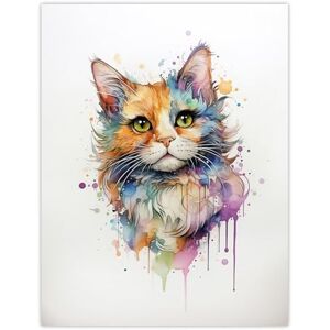 Artery8 Reverse Calico Cat Lovers Gift Watercolour Pet Portrait Painting Artwork Extra Large XL Wall Art Poster Print Artery8 Reverse Calico Cat Lovers Gift Watercolour Pet Portrait Painting Artwork Extra Large XL Wall Art Poster Print
