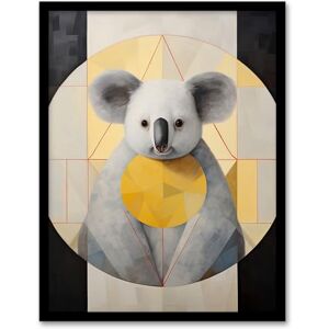 Wee Blue Coo King Koala Abstract Geometric Animal Portrait Yellow Grey Oil Painting Artwork Framed Wall Art Print A4 Wee Blue Coo King Koala Abstract Geometric Animal Portrait Yellow Grey Oil Painting Artwork Framed Wall Art Print A4