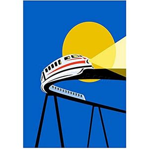Wee Blue Coo Painting Transport Monorail Railway Train Sun Wall Art Print Wee Blue Coo Painting Transport Monorail Railway Train Sun Wall Art Print