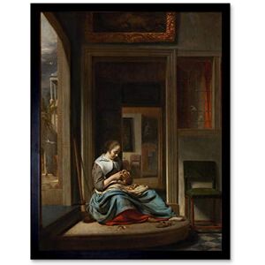 Artery8 Cornelis Bisschop Woman Peeling An Apple Painting Art Print Framed Poster Wall Decor 12x16 inch Artery8 Cornelis Bisschop Woman Peeling An Apple Painting Art Print Framed Poster Wall Decor 12x16 inch