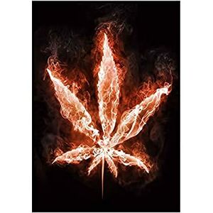 Wee Blue Coo Painting Marijuana Leaf Flames Fire Weed Bright Picture Wall Art Print Wee Blue Coo Painting Marijuana Leaf Flames Fire Weed Bright Picture Wall Art Print