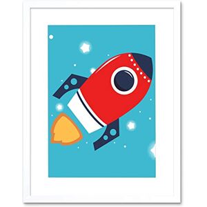 Wee Blue Coo KIDS SPACESHIP ROCKET RED FLAME STARS SKY FLYING FRAMED PRINT F97X4333 Wee Blue Coo KIDS SPACESHIP ROCKET RED FLAME STARS SKY FLYING FRAMED PRINT F97X4333