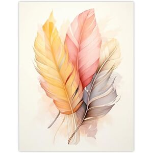 Artery8 Bohemian Leaf Feather Abstract Watercolour Pastel Colour Orange Pink Soft Artwork Large Wall Art Poster Print Thick Paper 18X24 Inch Artery8 Bohemian Leaf Feather Abstract Watercolour Pastel Colour Orange Pink Soft Artwork Large Wall Art Poster Print Thick Paper 18X24 Inch