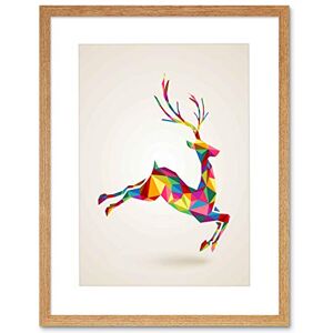 Wee Blue Coo Painting Illustration Leaping Running Deer Polygon Framed Print Picture F12X679 Wee Blue Coo Painting Illustration Leaping Running Deer Polygon Framed Print Picture F12X679