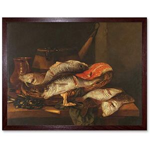 Artery8 Van Beyeren Still Life With Fish Painting Art Print Framed Poster Wall Decor 12x16 inch Artery8 Van Beyeren Still Life With Fish Painting Art Print Framed Poster Wall Decor 12x16 inch
