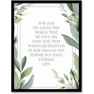 Artery8 John 3:16 God So Loved the World Quote Jesus Christ Christian Bible Faith God Verse Revelations Green Flowers Artwork Art Print Framed Poster Wall Decor 12x16 inch Artery8 John 3:16 God So Loved the World Quote Jesus Christ Christian Bible Faith God Verse Revelations Green Flowers Artwork Art Print Framed Poster Wall Decor 12x16 inch