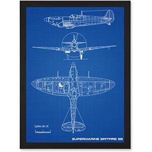 Artery8 Supermarine Spitfire 5B Fighter Plane Blueprint Plan A4 Artwork Framed Wall Art Print Artery8 Supermarine Spitfire 5B Fighter Plane Blueprint Plan A4 Artwork Framed Wall Art Print