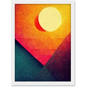 Wee Blue Coo Abstract Geometric Retro Eclipse Moon Sun Yellow Pink Teal Colourful Sunset Artwork Framed A3 Wall Art Print Wee Blue Coo Abstract Geometric Retro Eclipse Moon Sun Yellow Pink Teal Colourful Sunset Artwork Framed A3 Wall Art Print
