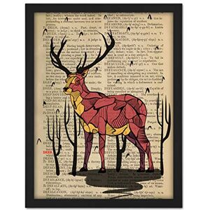 Wee Blue Coo Upcycle Dictionary Stag Deer Artwork Framed Wall Art Print 18X24 Inch Wee Blue Coo Upcycle Dictionary Stag Deer Artwork Framed Wall Art Print 18X24 Inch