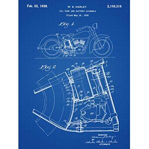 Artery8 Harley Motor Cycle Bike Oil Tank Battery Assembly 1938 Patent Plan Art Print Canvas Premium Wall Decor Poster Mural Artery8 Harley Motor Cycle Bike Oil Tank Battery Assembly 1938 Patent Plan Art Print Canvas Premium Wall Decor Poster Mural