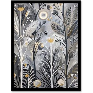 Artery8 Wildflower Meadow Grey Orange Botanical Folk Art Living Room Artwork Framed Wall Art Print A4 Artery8 Wildflower Meadow Grey Orange Botanical Folk Art Living Room Artwork Framed Wall Art Print A4