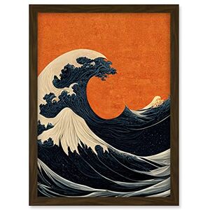 Doppelganger33 LTD Minimalist Orange Sunset Sky Modern Style Of Great Wave Off Kanagawa Artwork Framed A3 Wall Art Print Doppelganger33 LTD Minimalist Orange Sunset Sky Modern Style Of Great Wave Off Kanagawa Artwork Framed A3 Wall Art Print