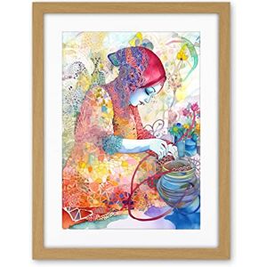 Artery8 Woman Planting Flowers Lace Pattern Folk Art Watercolour Painting Artwork Framed Wall Art Print 18X24 Inch Artery8 Woman Planting Flowers Lace Pattern Folk Art Watercolour Painting Artwork Framed Wall Art Print 18X24 Inch