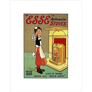Wee Blue Coo Advert Esse Stove Heater Maid Happy Smile Retro Wall Art Print Wee Blue Coo Advert Esse Stove Heater Maid Happy Smile Retro Wall Art Print