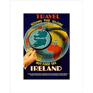 Wee Blue Coo TRAVEL IRELAND GLOBE MAP LOOKING GLASS WORLD ISLAND FRAMED ART PRINT B12X6441 Wee Blue Coo TRAVEL IRELAND GLOBE MAP LOOKING GLASS WORLD ISLAND FRAMED ART PRINT B12X6441